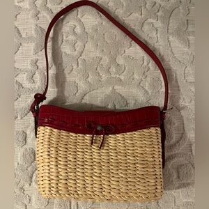 Brighton straw and leather Red and Tan Woven Women's Bag